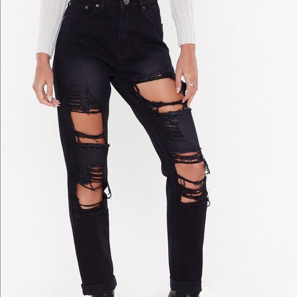black high waisted mom jean